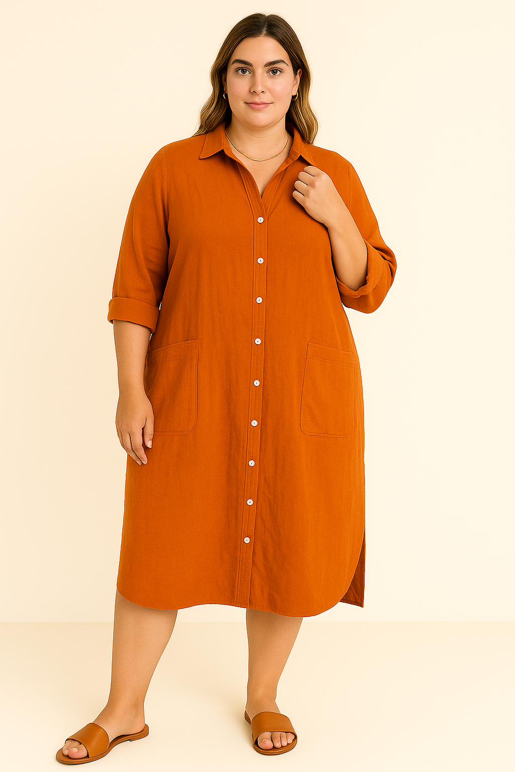 Lynor™ | Cotton Comfort with Belly Coverage Shirt Dress