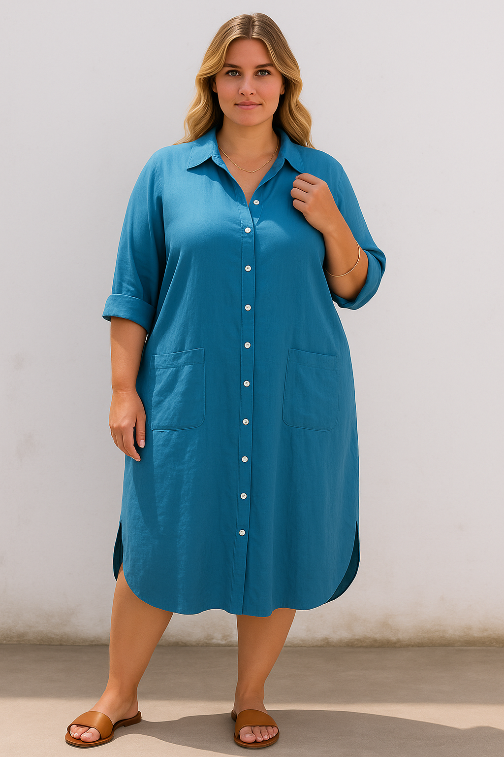Lynor™ | Cotton Comfort with Belly Coverage Shirt Dress