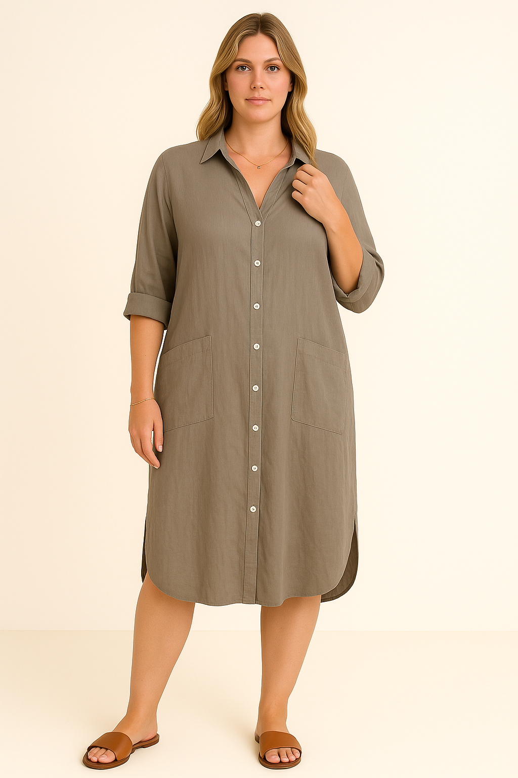 Lynor™ | Cotton Comfort with Belly Coverage Shirt Dress