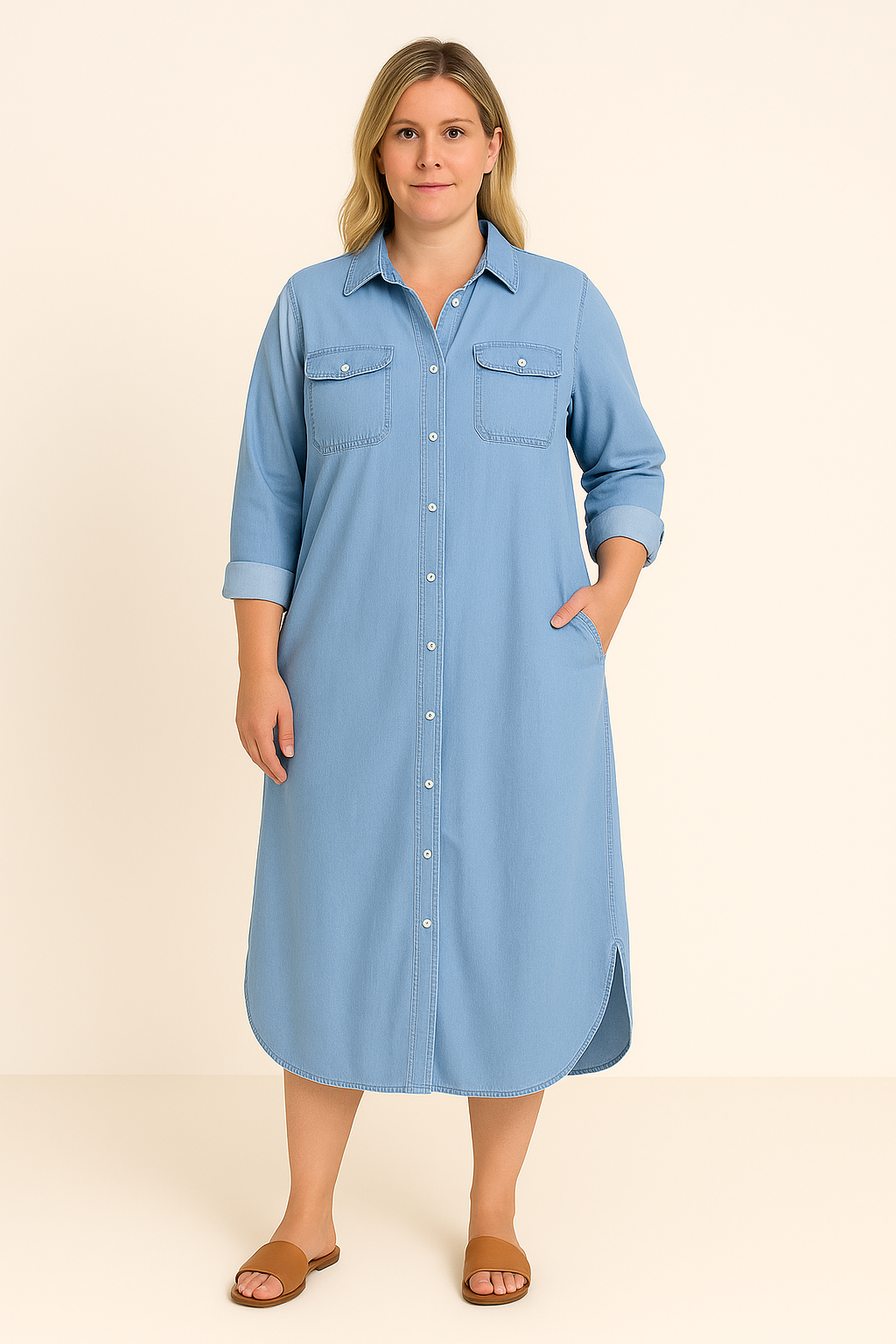 Lynor™ | Belly Coverage Denim Dress