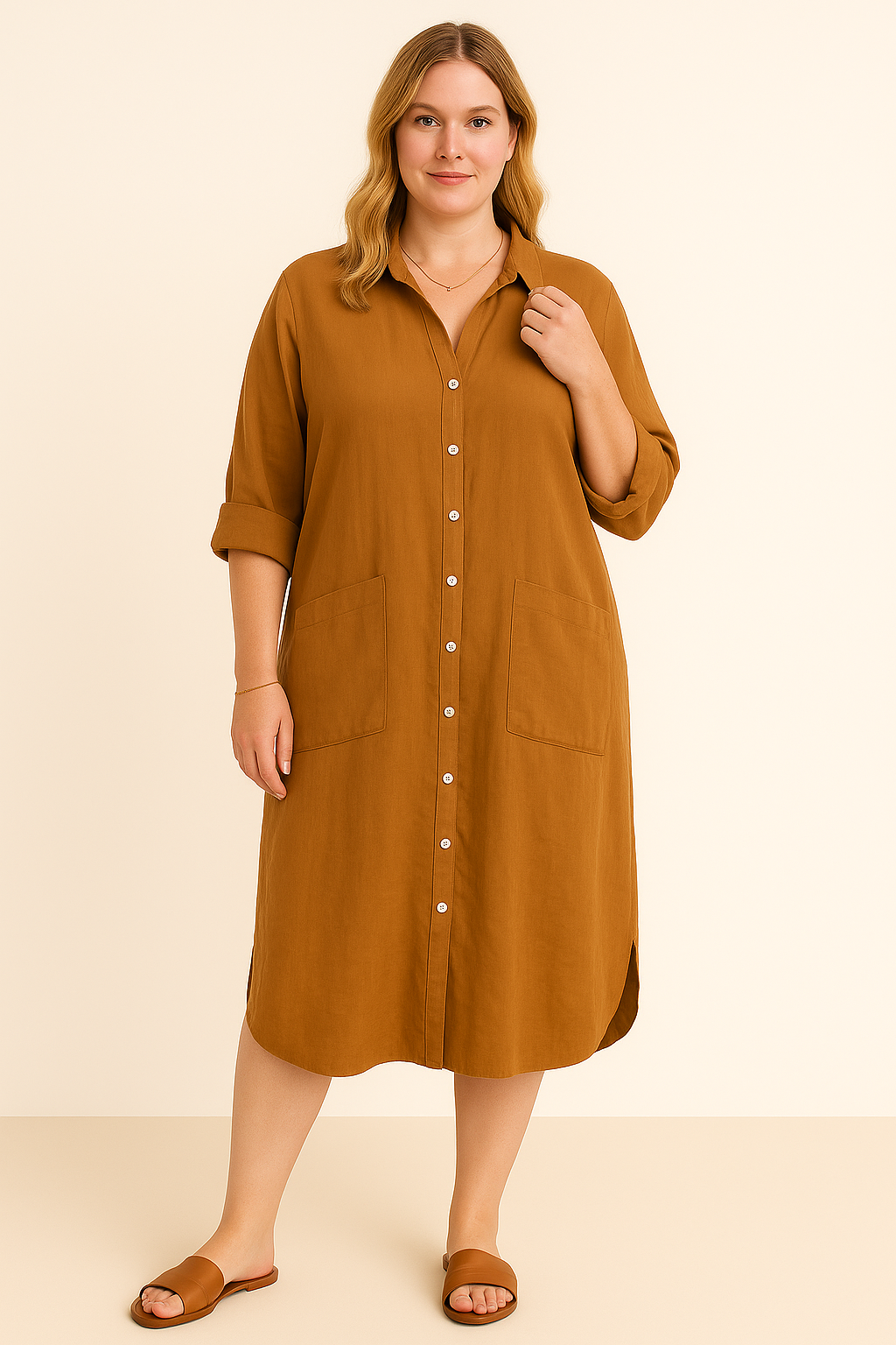 Lynor™ | Cotton Comfort with Belly Coverage Shirt Dress