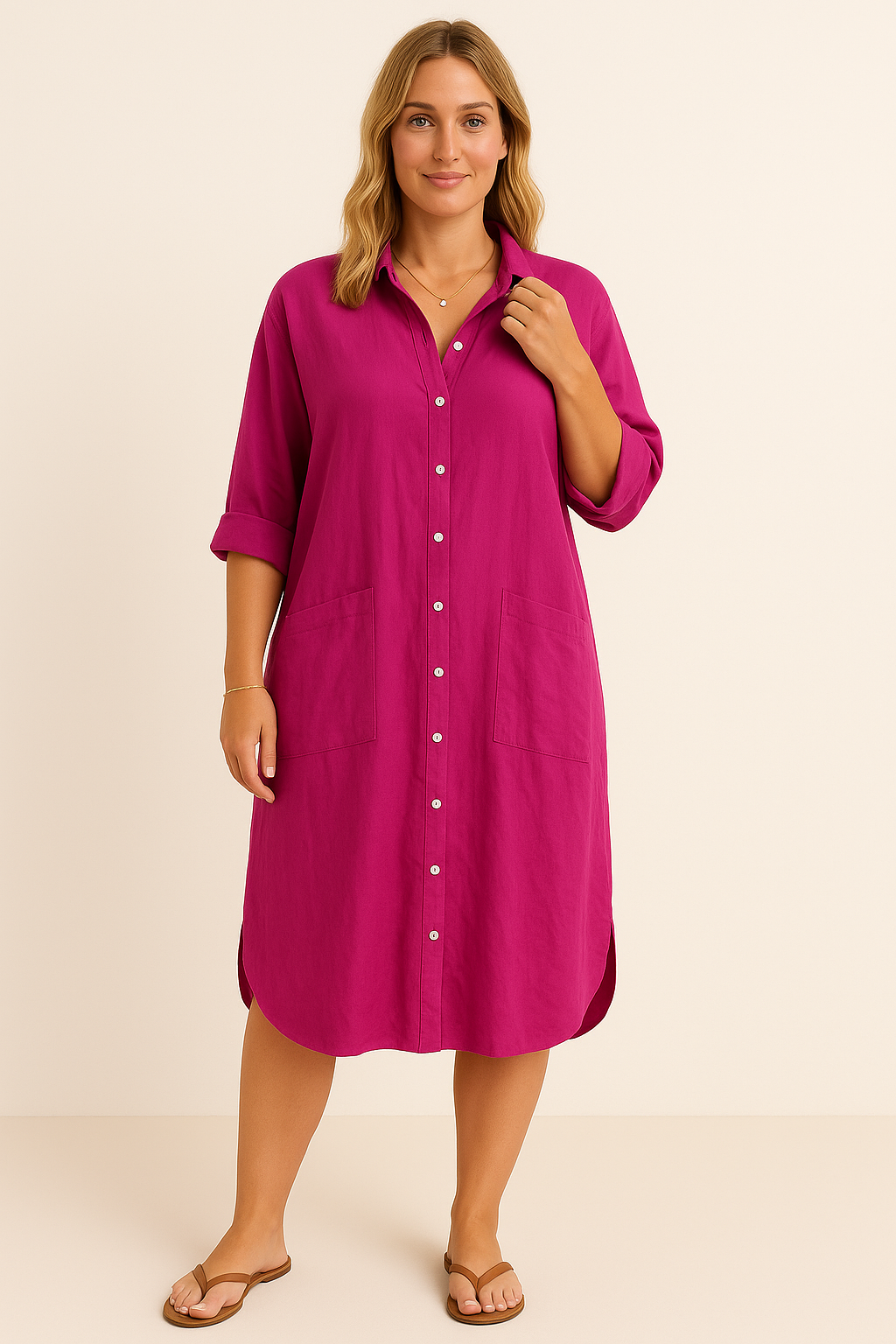 Lynor™ | Cotton Comfort with Belly Coverage Shirt Dress
