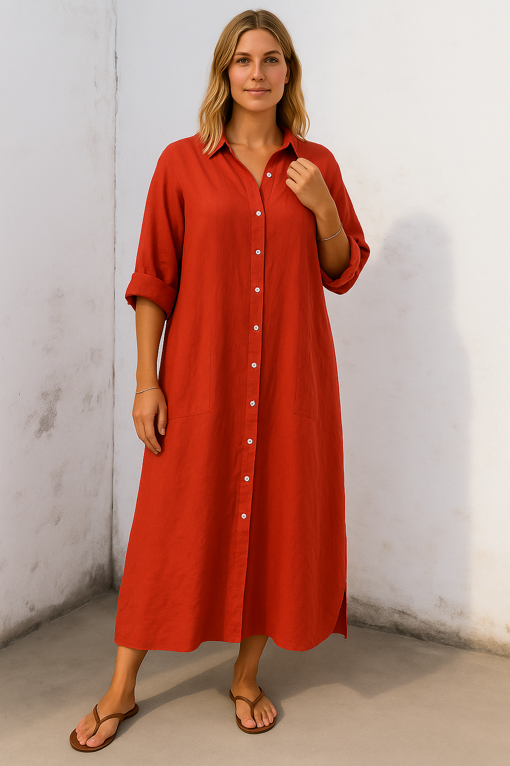 Lynor™ | Cotton Comfort with Belly Coverage Shirt Dress