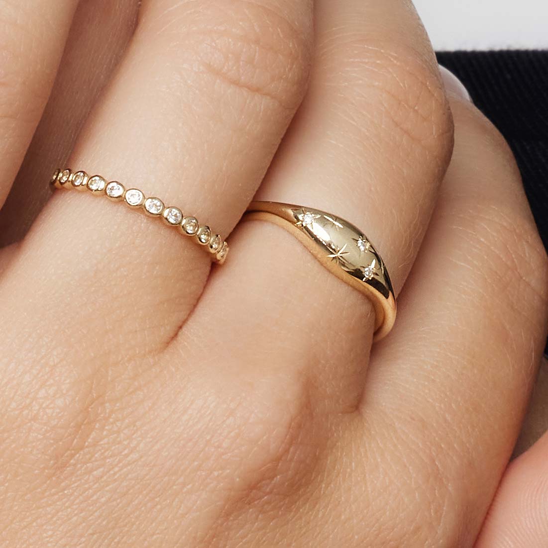 Lynor™ | Sculpted 14K Gold with Radiant Diamond Detail