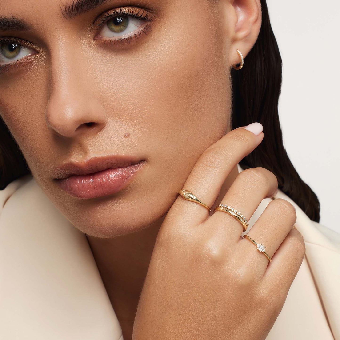 Lynor™ | Sculpted 14K Gold with Radiant Diamond Detail