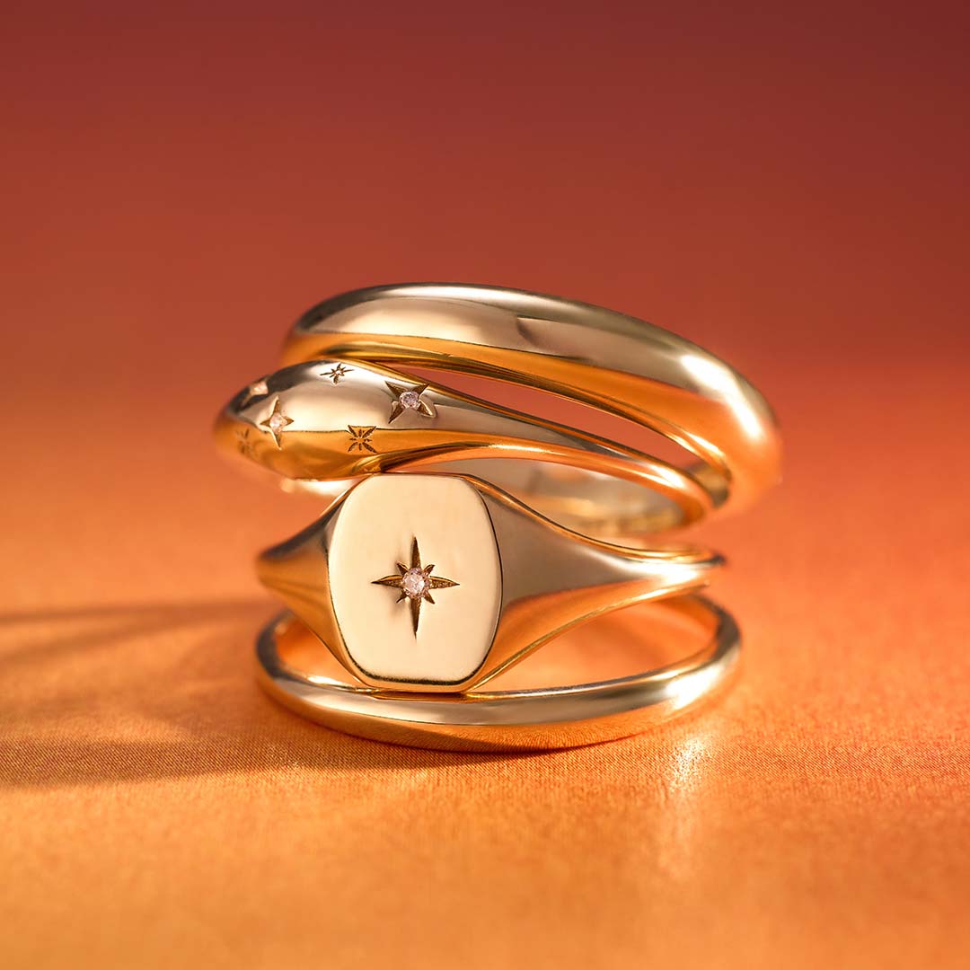 Lynor™ | Sculpted 14K Gold with Radiant Diamond Detail
