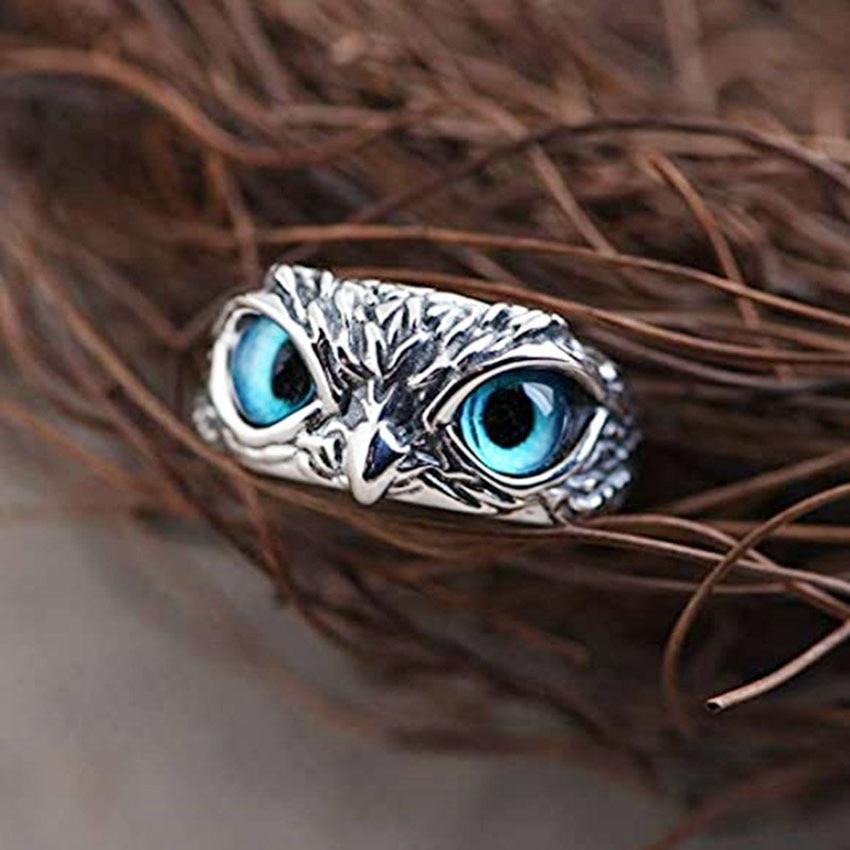 Lynor™ | Lucky Owl Adjustable Ring in Silver & Opal – Wisdom with a Touch of Magic