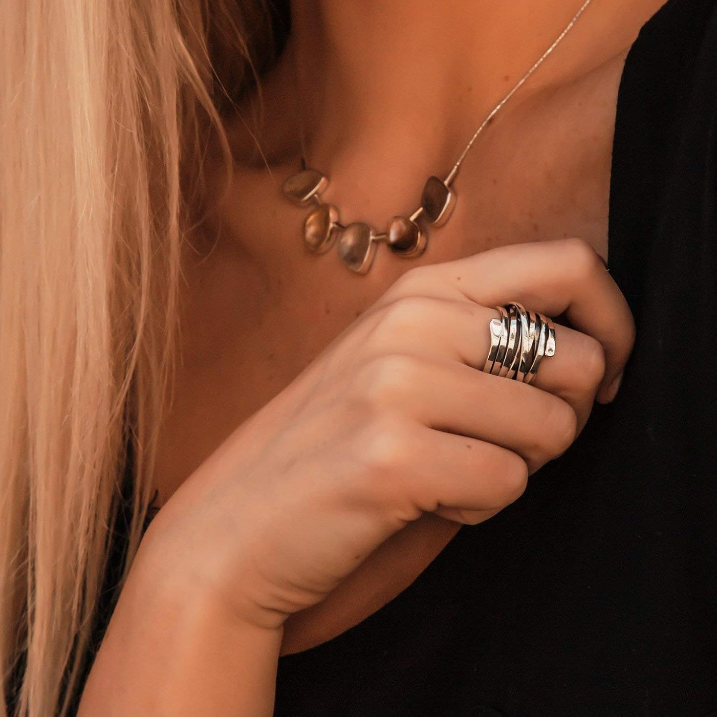 Lynor™ | Vintage Layered Silver Ring – Bold Design with Timeless Edge