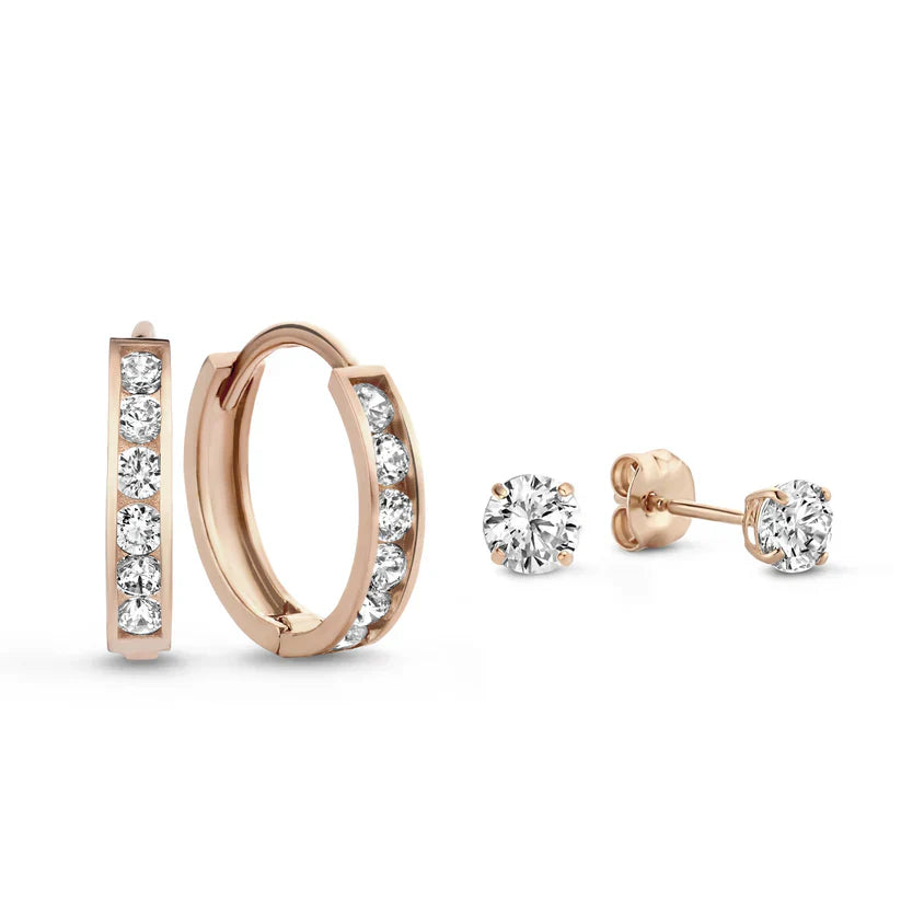 Lynor™ | Dara Brillane Earring Set – Sparkling 14K Gold with Radiant Elegance