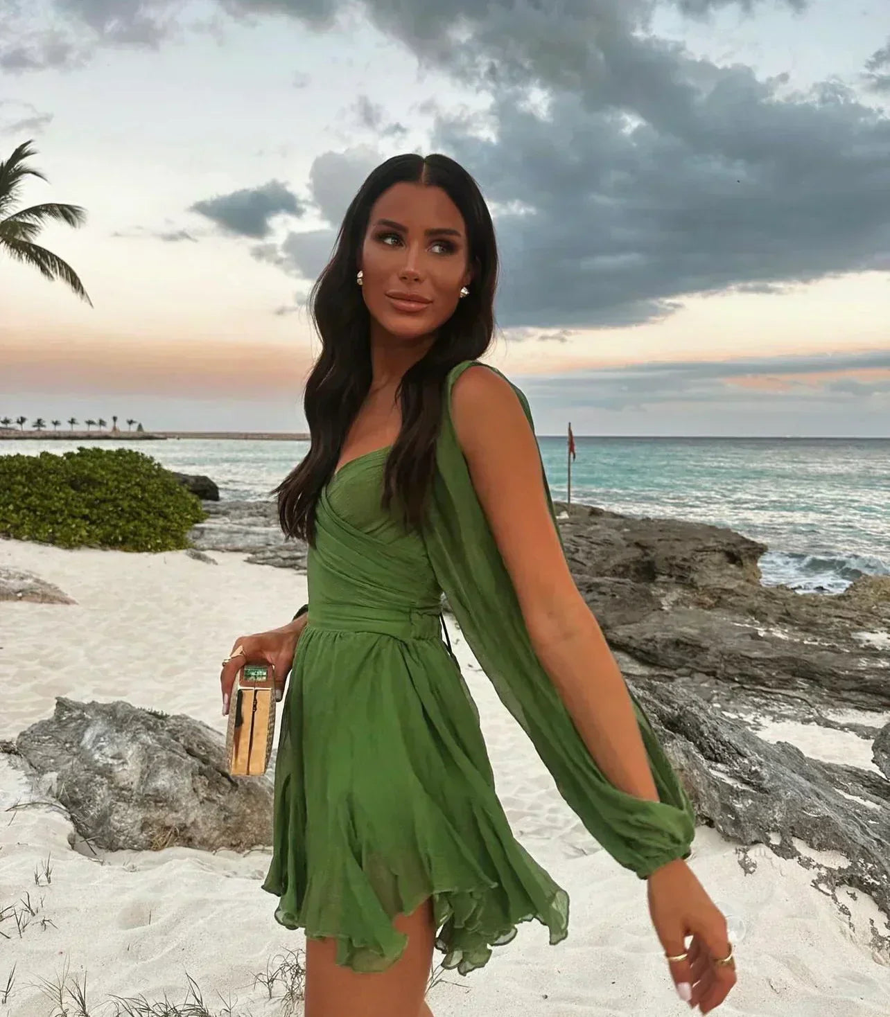 Lynor™ | Flowy Mini Dress with Puff Sleeves