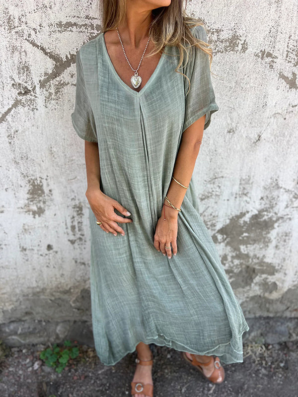 Lynor™ | Draped V-Neck Dress for Effortless Charm