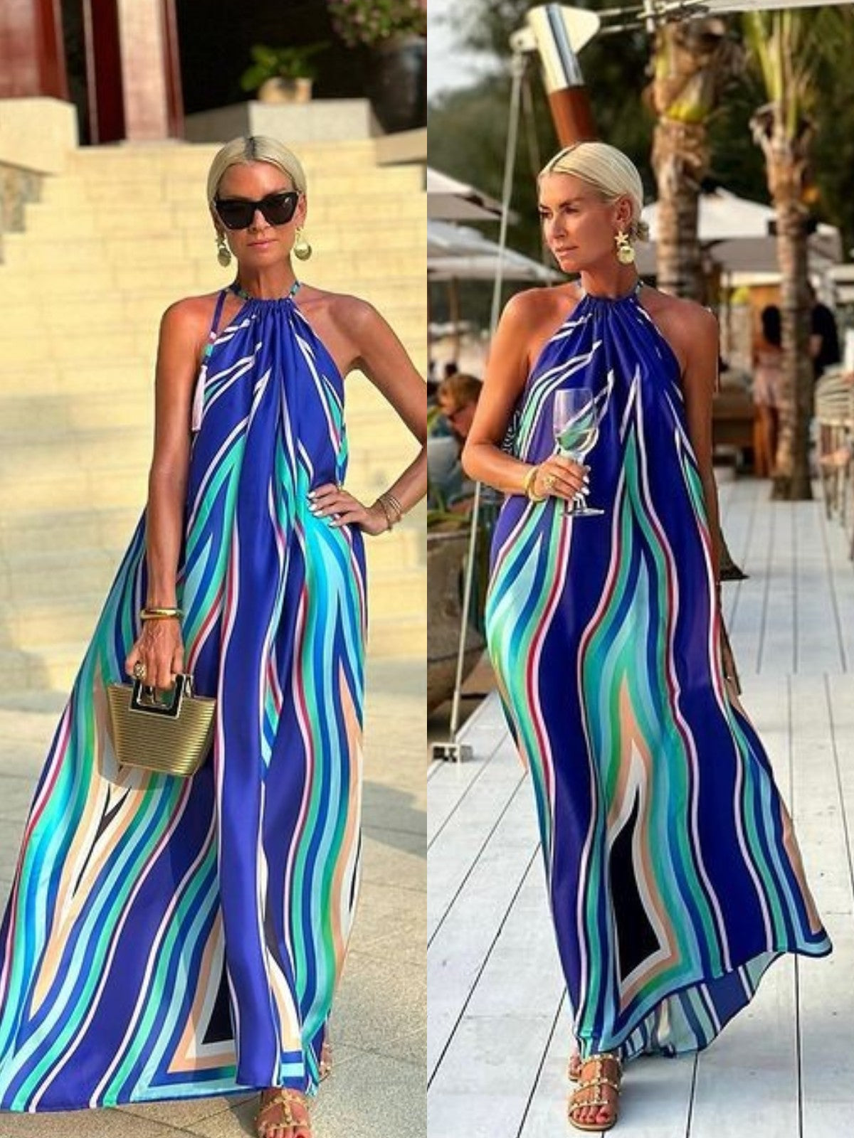Lynor™ | Halter Maxi Dress with Graceful Silhouette