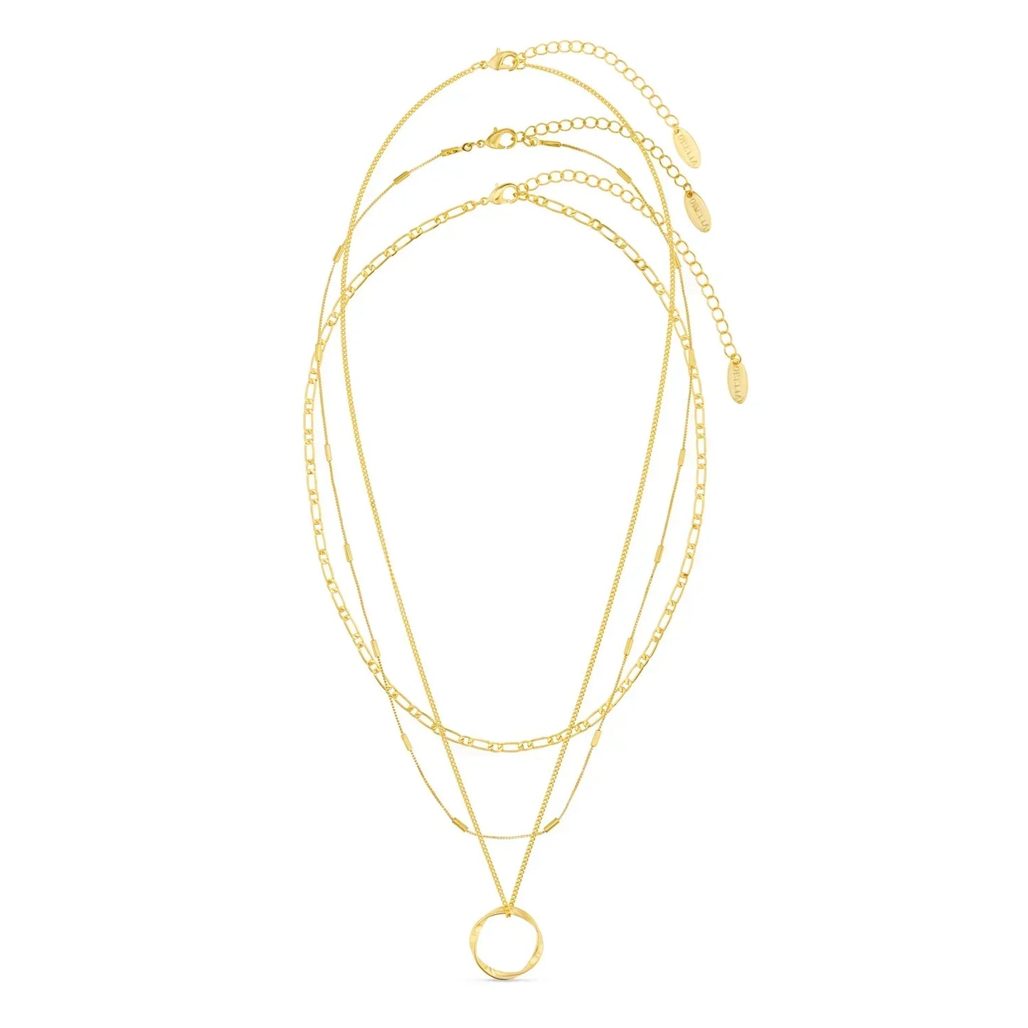 Lynor™ | Open Circle Triple-Layer Necklace – Elegant 18K Gold with Modern Dimension