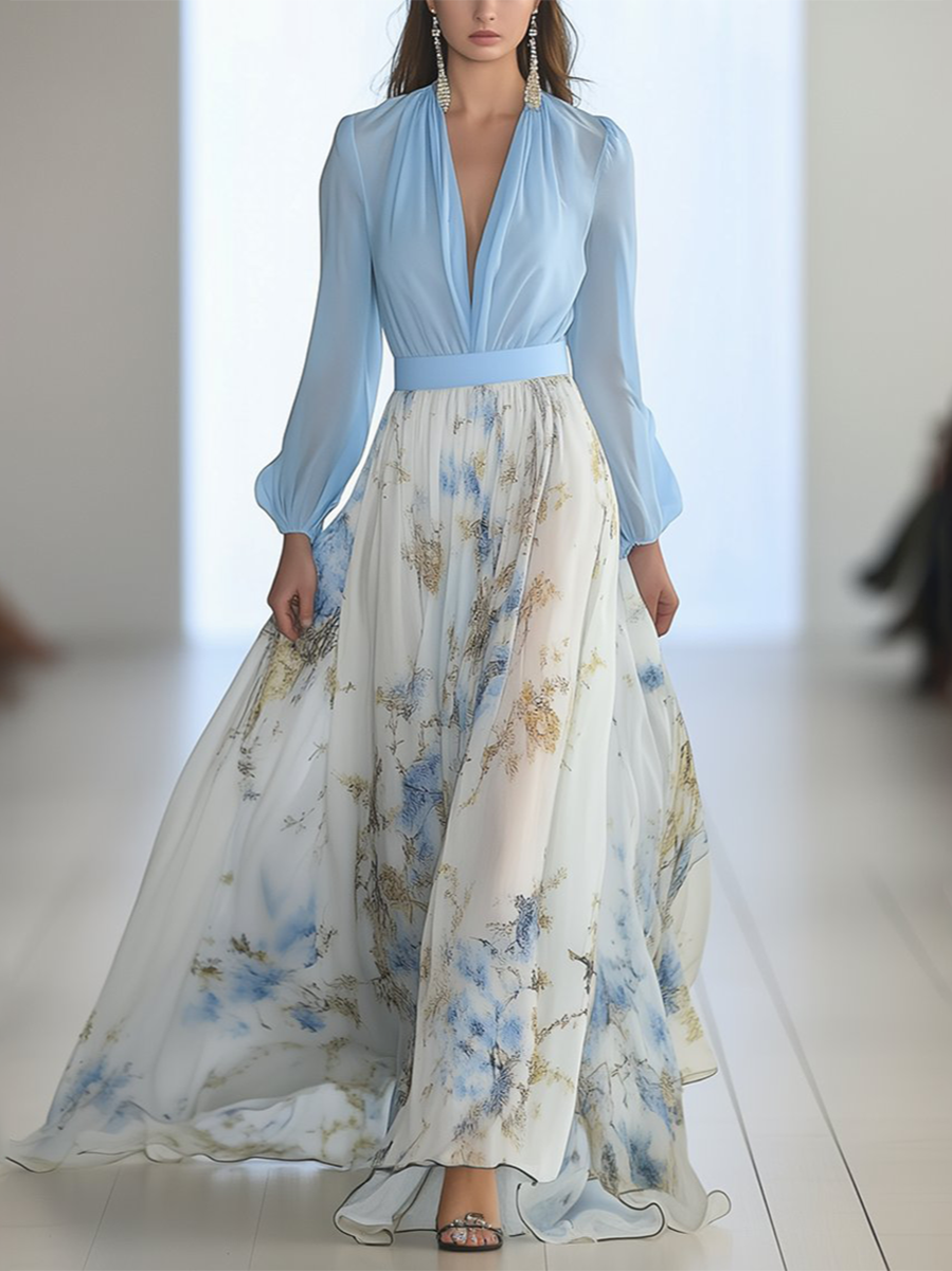 Lynor™ | Floral Print Maxi Dress – Flowing Elegance in Every Bloom