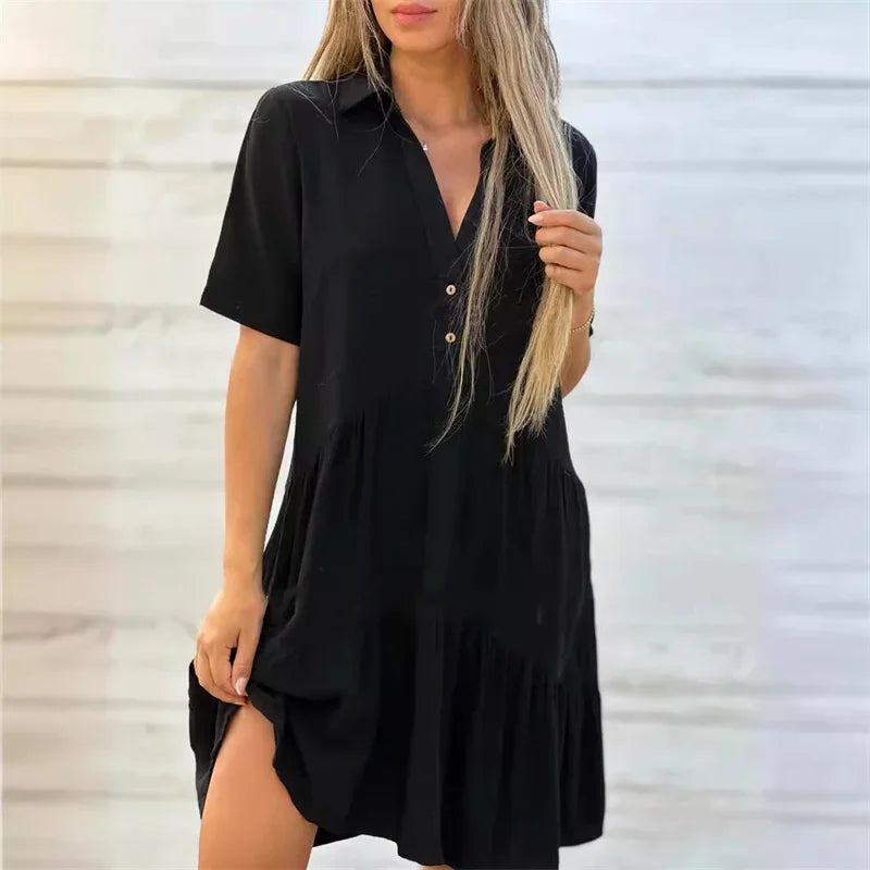 Lynor™ | Lightweight Summer Dress with Buttons & Flared Cut