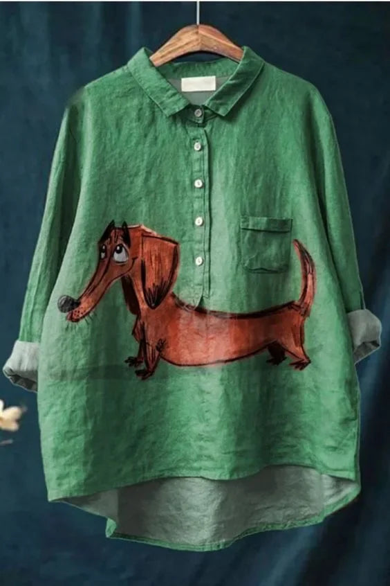 Lynor™ | Playful Dog Print Shirt for Effortless Charm