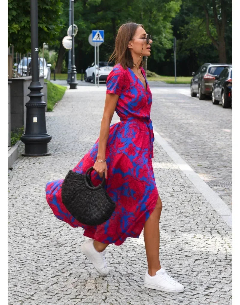 Lynor™ | Summer Bloom V-Neck Dress