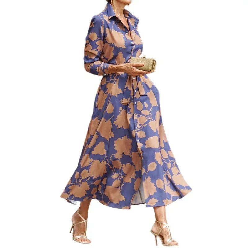 Lynor™ | Floral Elegance Lapel Dress