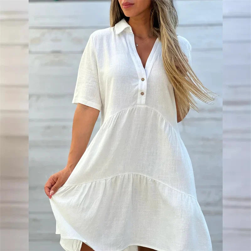 Lynor™ | Lightweight Summer Dress with Buttons & Flared Cut
