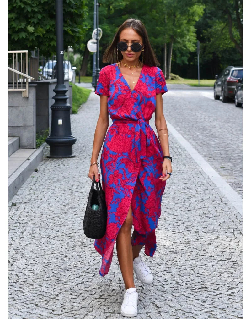 Lynor™ | Summer Bloom V-Neck Dress