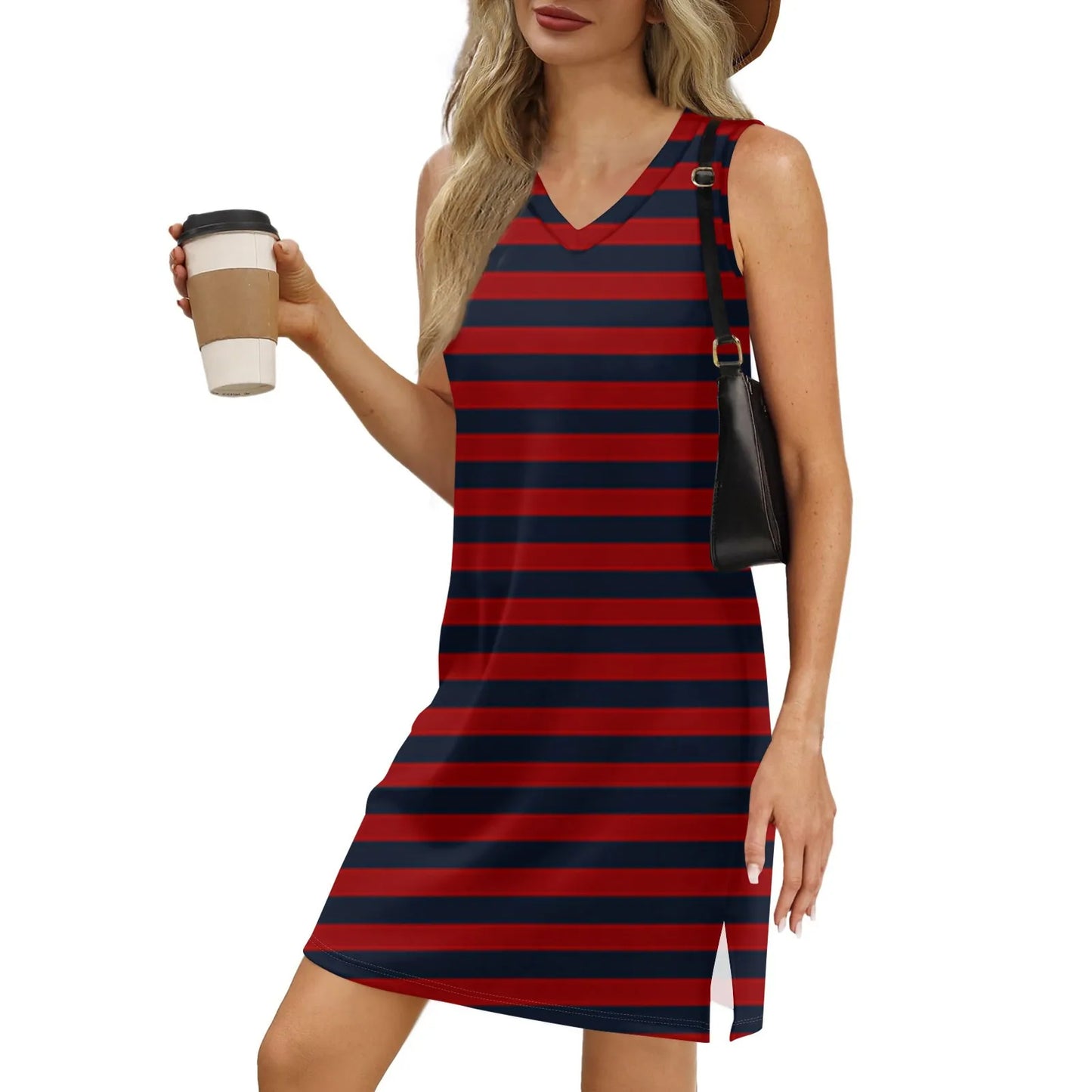 Lynor™ | Striped Sleeveless V-Neck Dress for Relaxed Summer Escapes