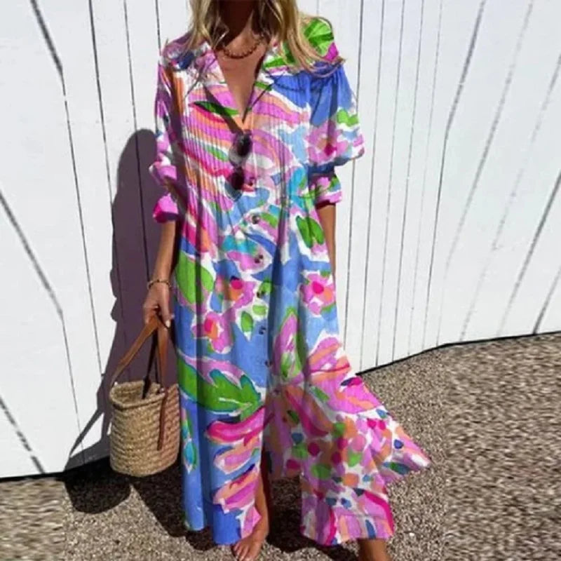 Lynor™ | Casual Printed Maxi Dress – Relaxed Fit with Effortless Style