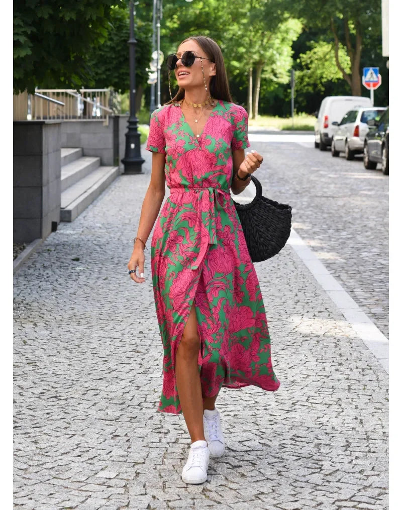 Lynor™ | Summer Bloom V-Neck Dress