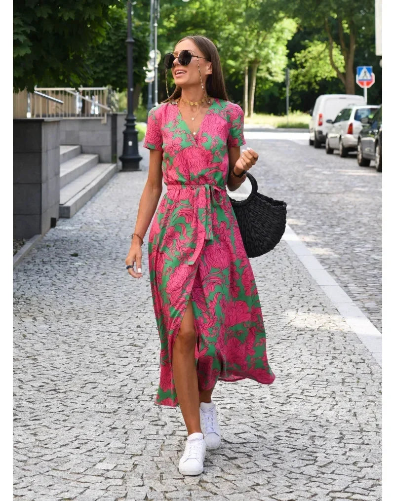 Lynor™ | Summer Bloom V-Neck Dress