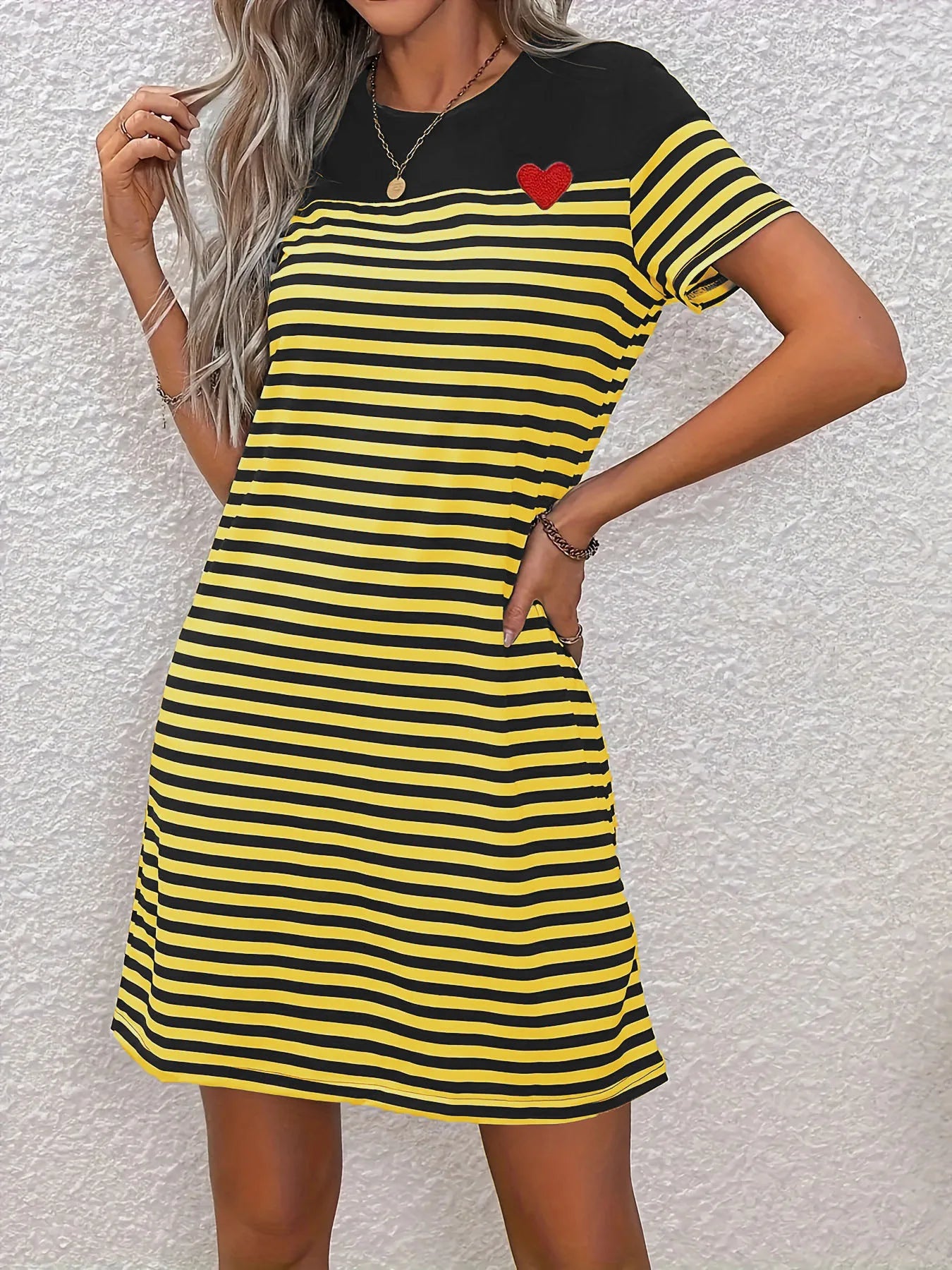 Lynor™ | Black & White Striped T-Shirt Dress with a Casual Chic Twist