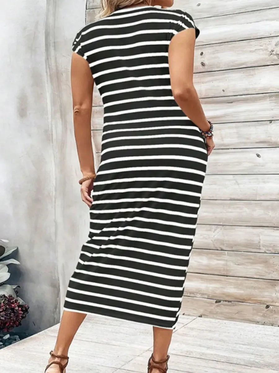 Lynor™ | Striped Tie-Waist Maxi Dress for Elegant Summer Comfort