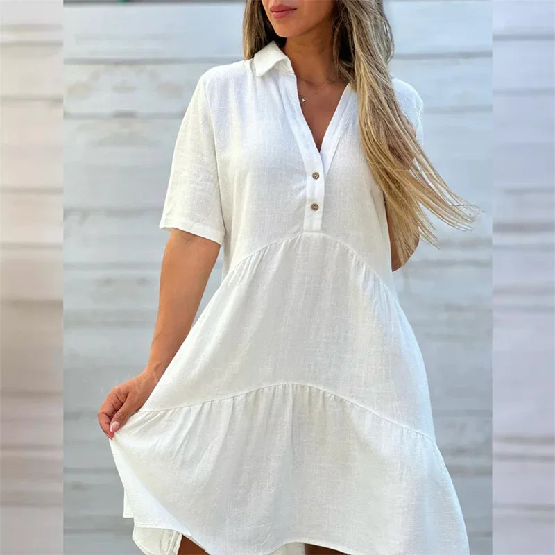 Lynor™ | Lightweight Summer Dress with Buttons & Flared Cut