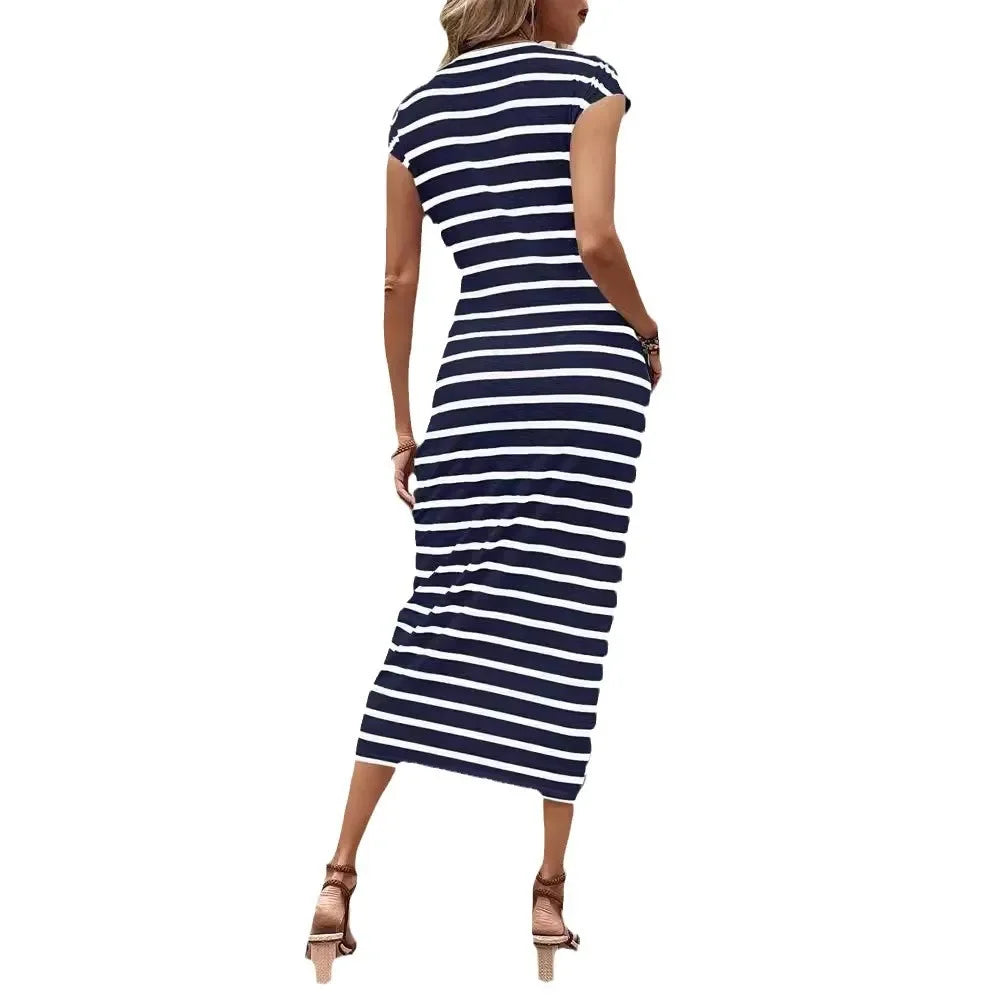 Lynor™ | Striped Tie-Waist Maxi Dress with Elegant Summer Ease