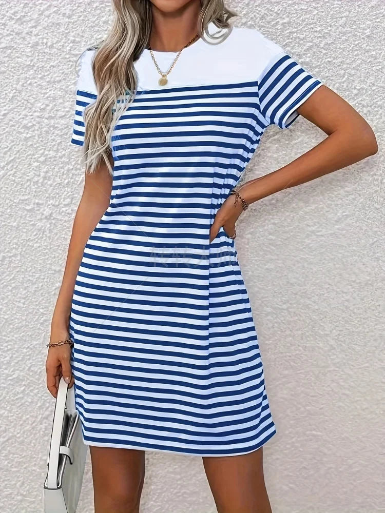 Lynor™ | Classic Blue Striped Dress for Relaxed Summer Days