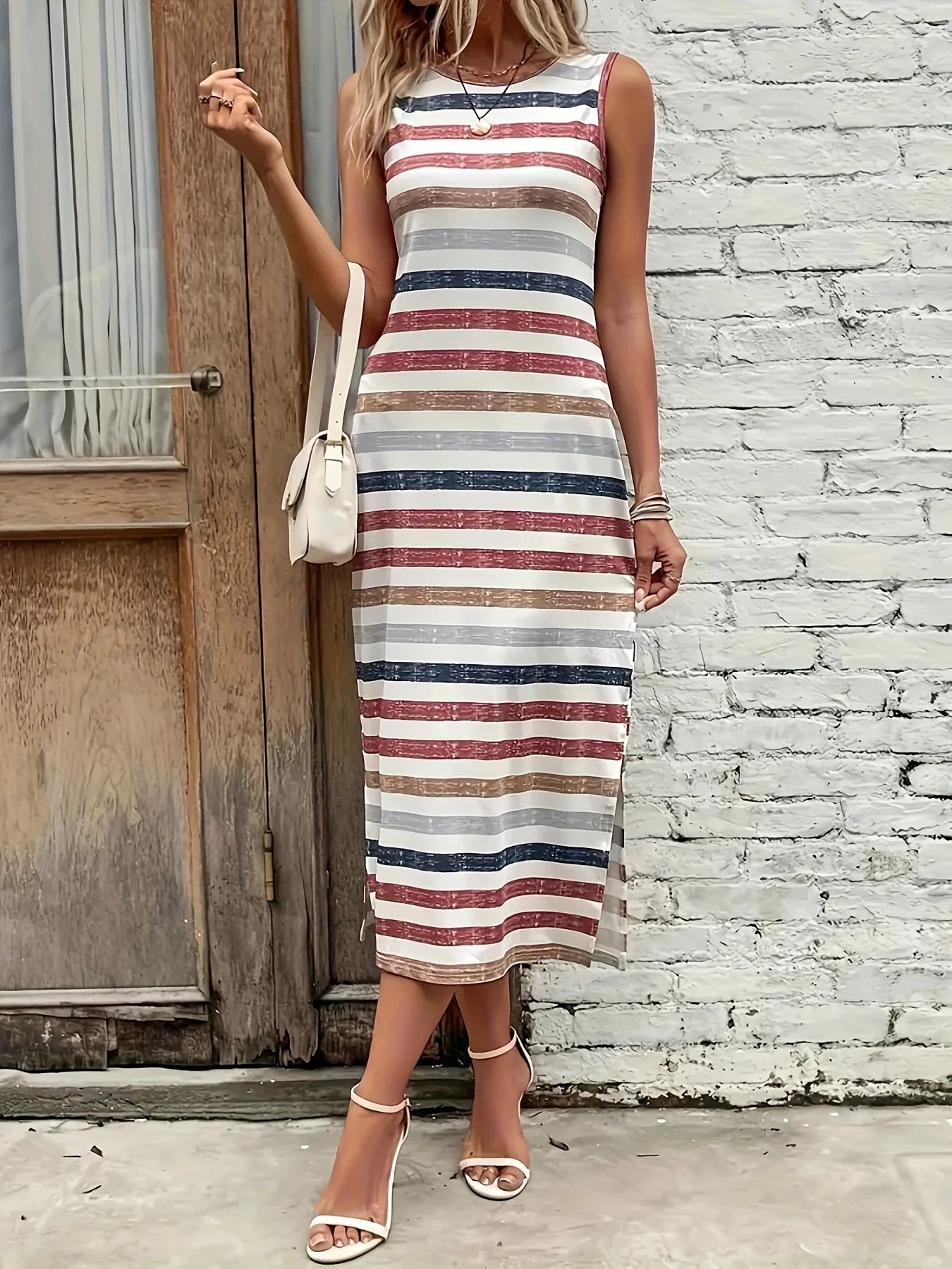 Lynor™ | Boho Striped Sleeveless Dress with Side Slit for Laid-Back Days