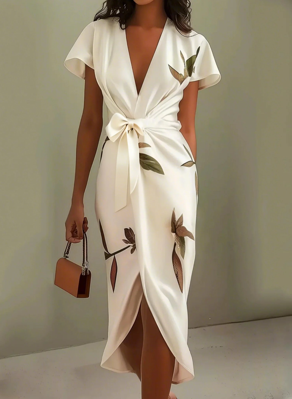 Lynor™ | Elegant White Satin Dress