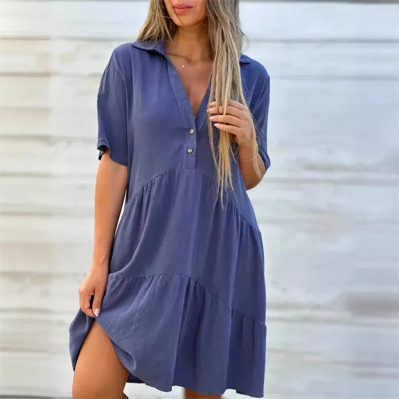 Lynor™ | Lightweight Summer Dress with Buttons & Flared Cut