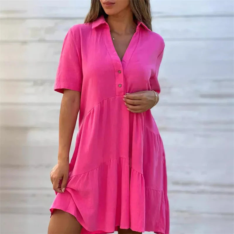 Lynor™ | Lightweight Summer Dress with Buttons & Flared Cut