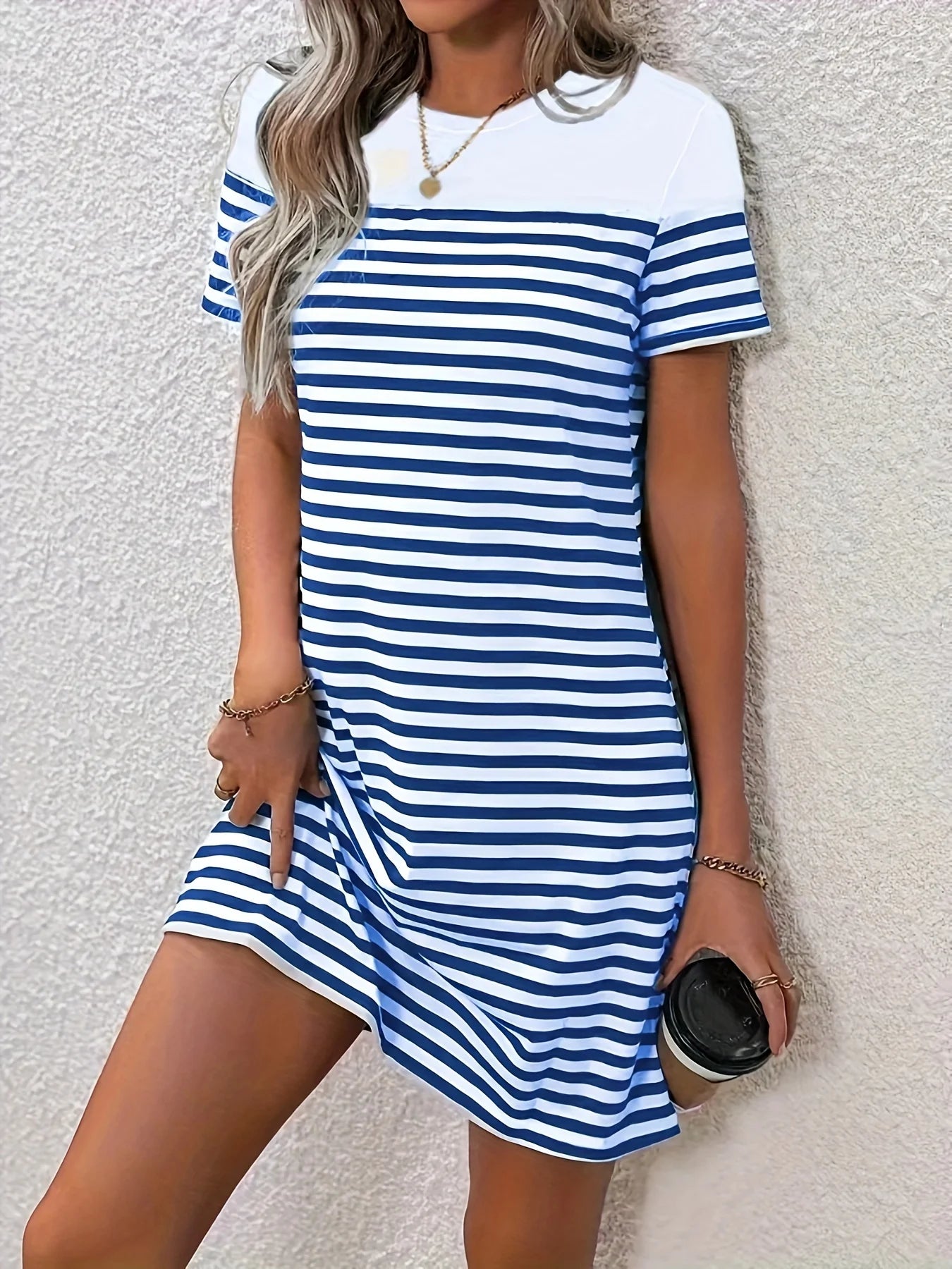 Lynor™ | Classic Blue Striped Dress for Relaxed Summer Days