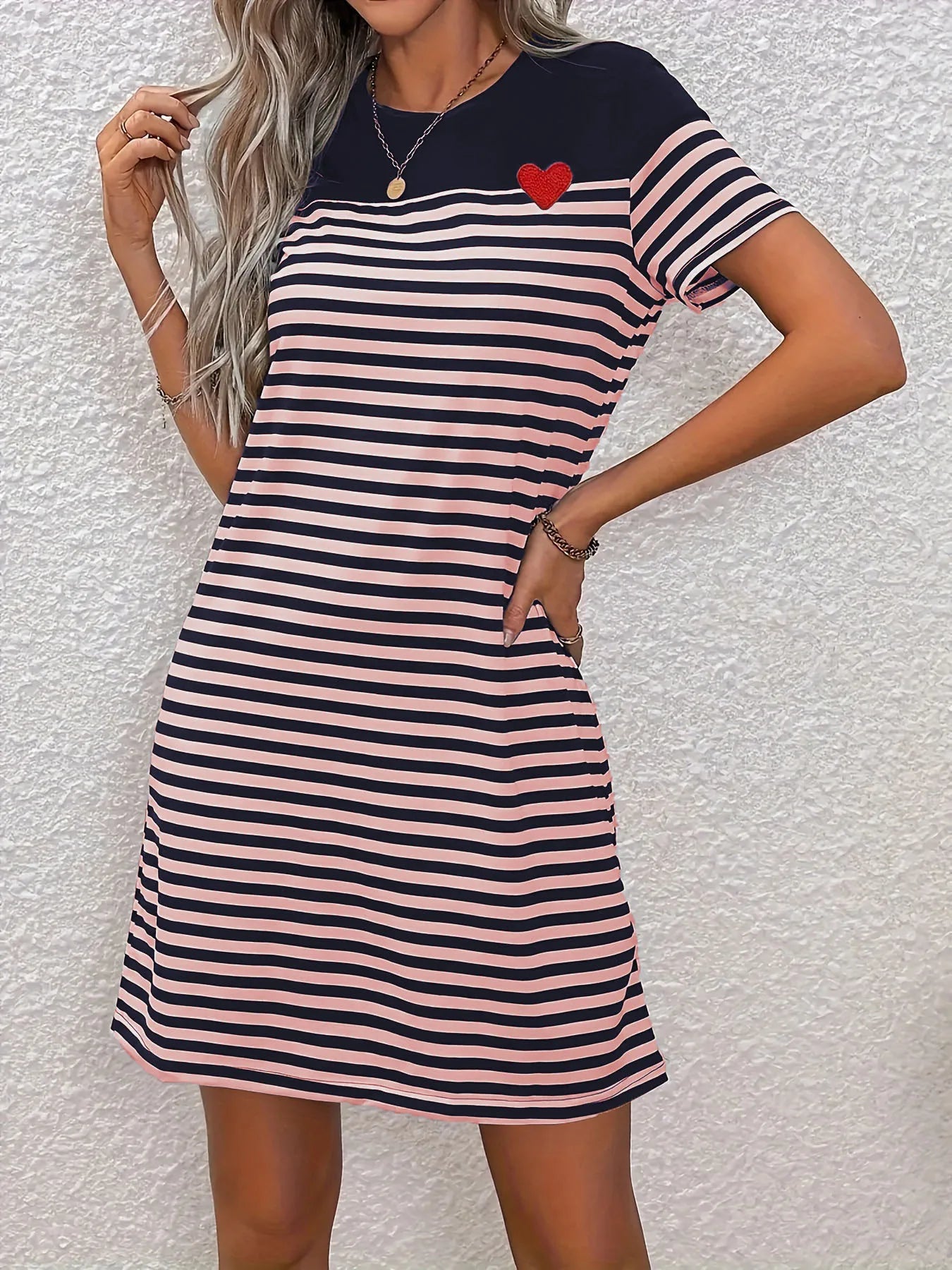 Lynor™ | Black & White Striped T-Shirt Dress with a Casual Chic Twist