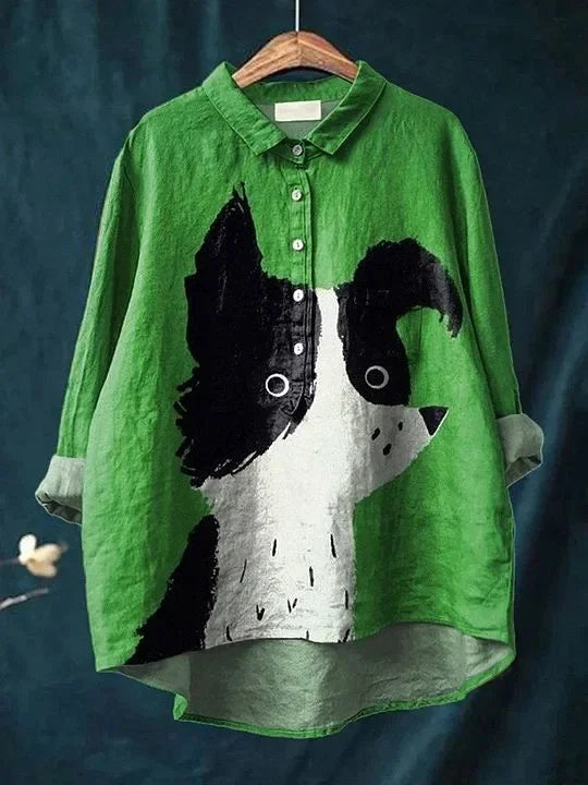 Lynor™ | Charming Pup Print Shirt with a Whimsical Twist
