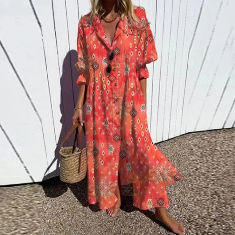 Lynor™ | Casual Printed Maxi Dress – Relaxed Fit with Effortless Style