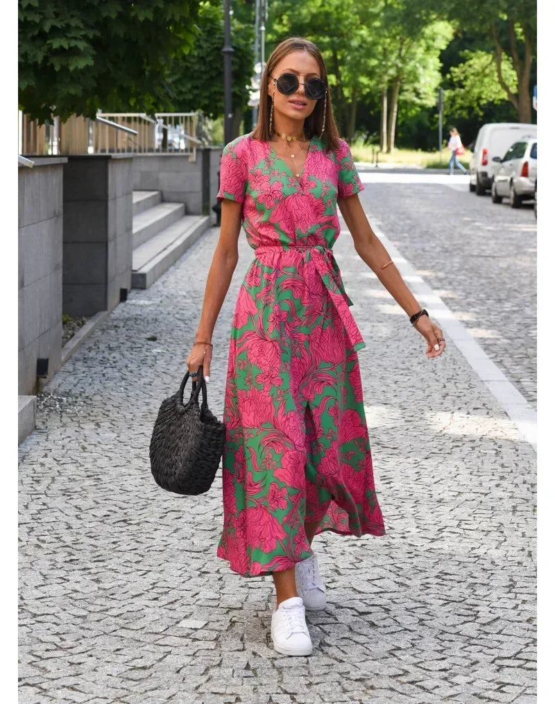 Lynor™ | Summer Bloom V-Neck Dress