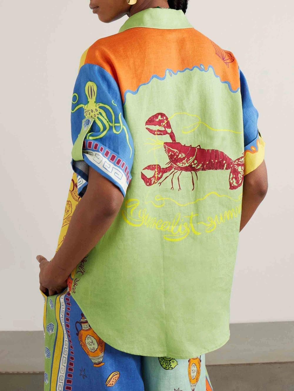 Lynor™ | Loose Short Sleeve Shirt & Printed Pants Two-Piece Set