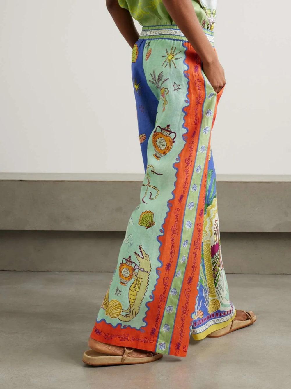 Lynor™ | Loose Short Sleeve Shirt & Printed Pants Two-Piece Set