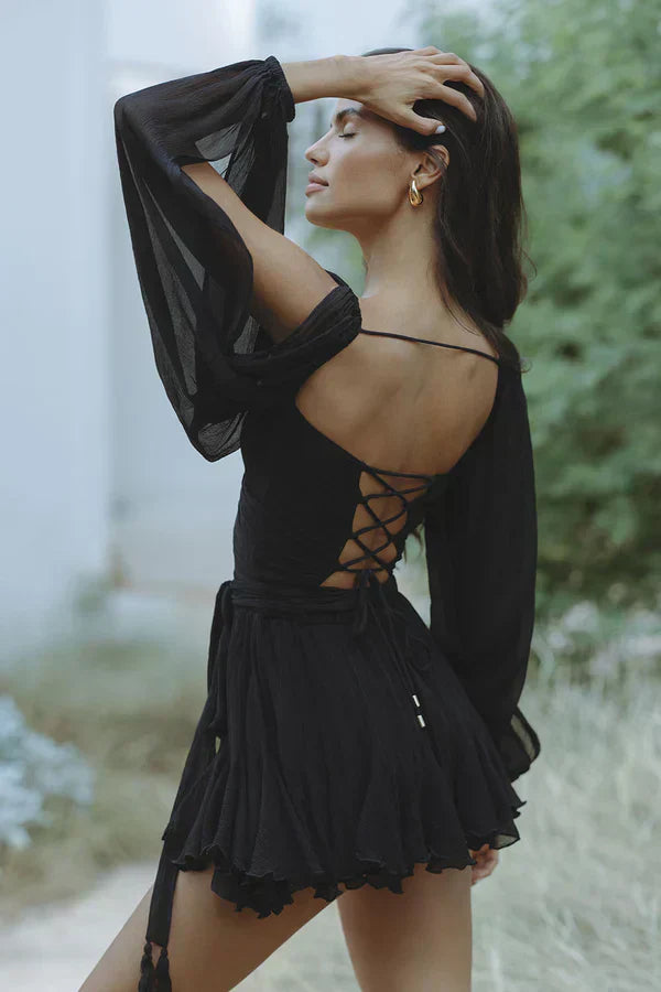 Lynor™ | Flowy Mini Dress with Puff Sleeves