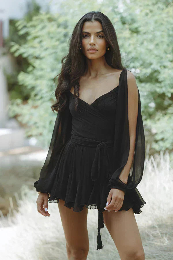 Lynor™ | Flowy Mini Dress with Puff Sleeves