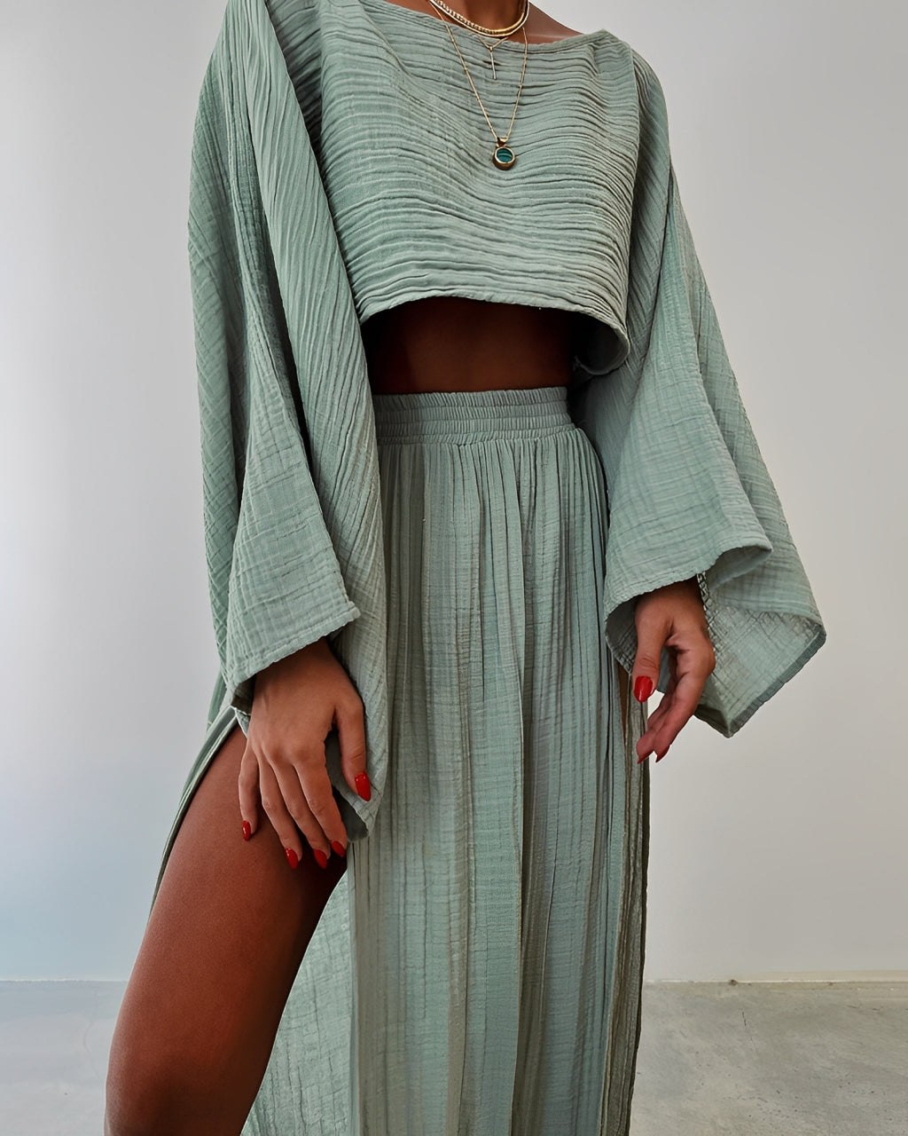 Lynor™ | Chic Slit linen two-piece set