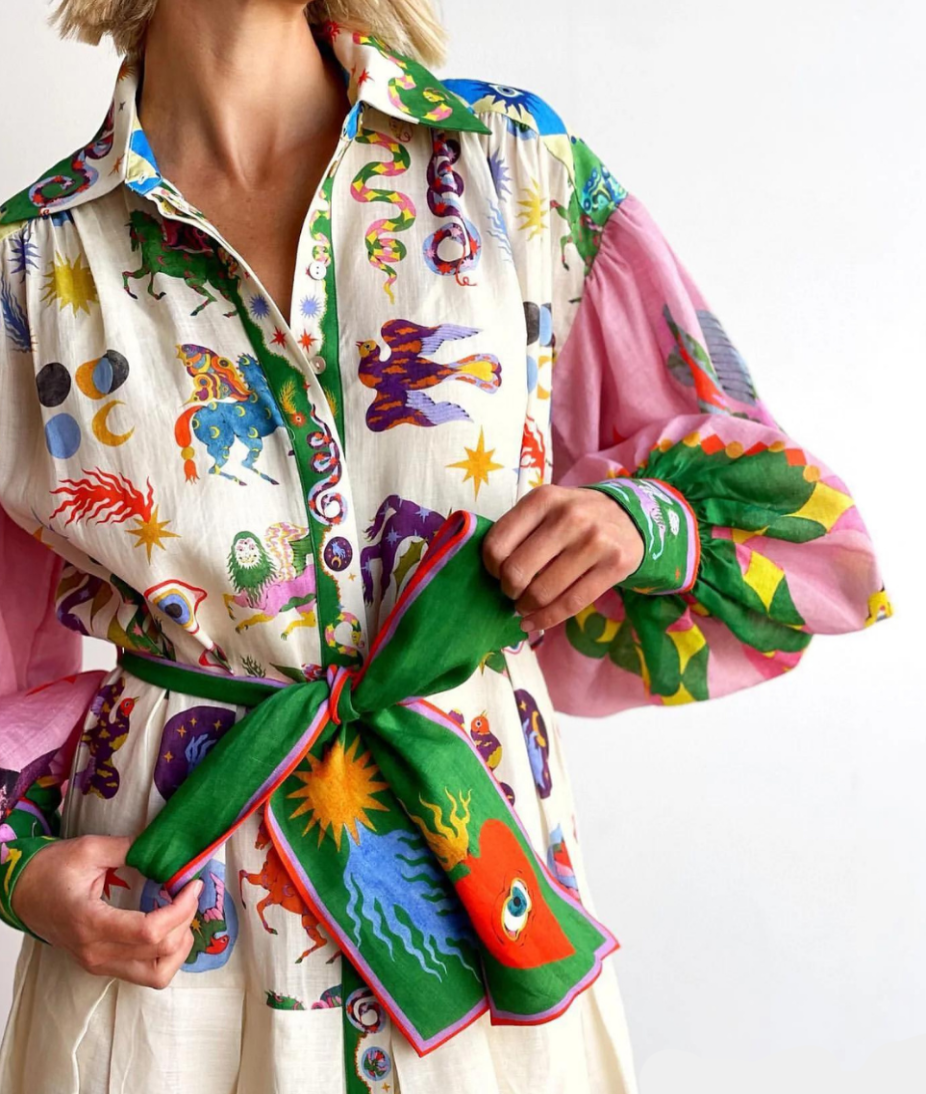 Lynor™ | Long Sleeve Printed Maxi Dress – Bold Prints with Effortless Elegance