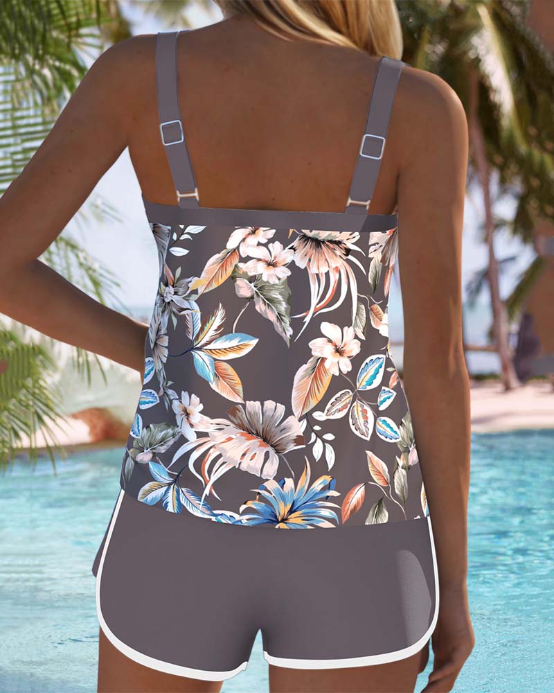 Lynor™ | Sleeveless Tankini – U-Neck & Patterned Design