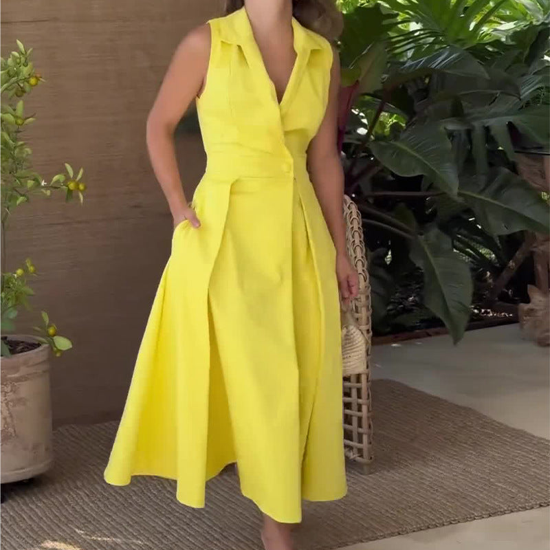Lynor™ | V-Neck Midi Dress – Effortless Elegance with a Flattering Silhouette
